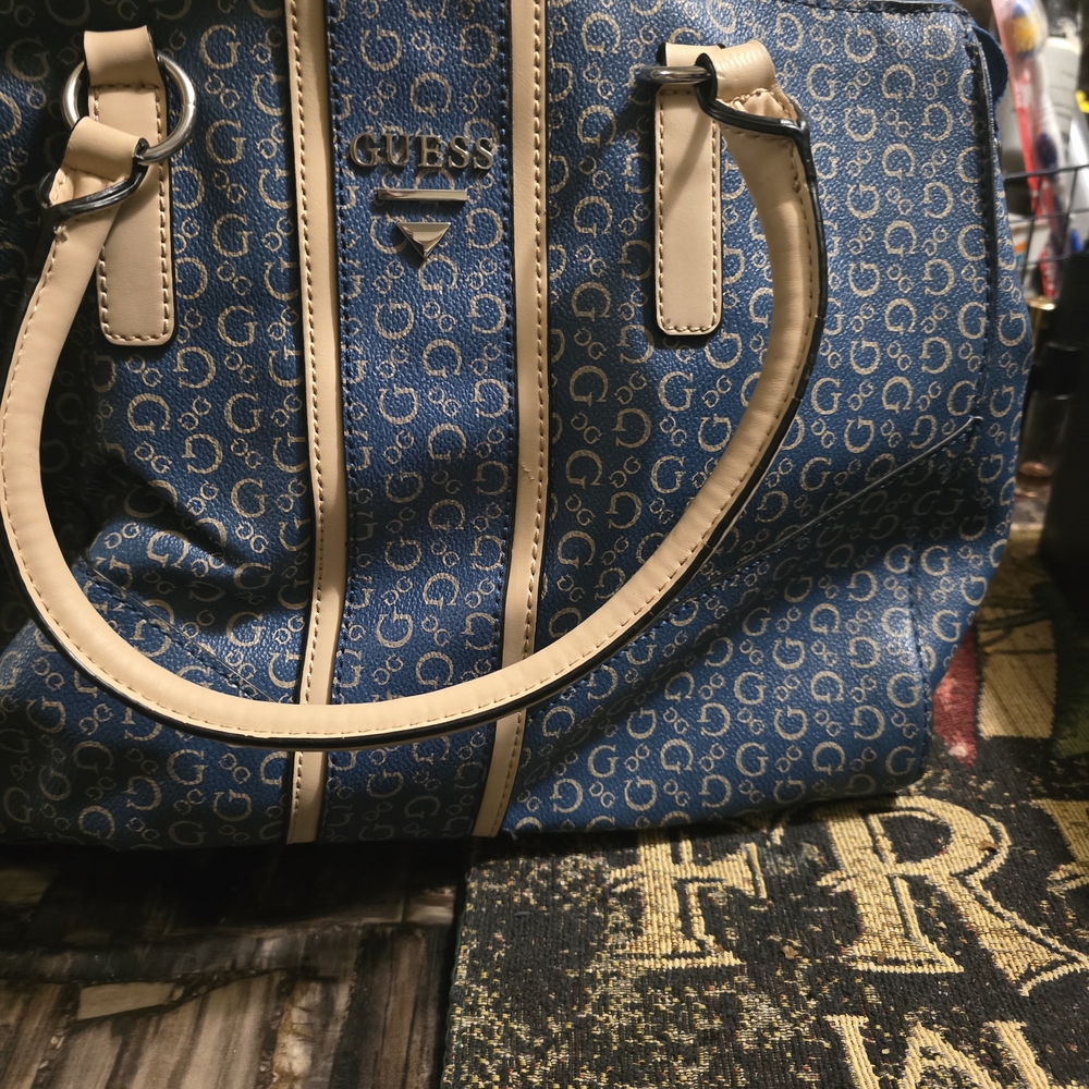 Guess Navy and Beige Satchel